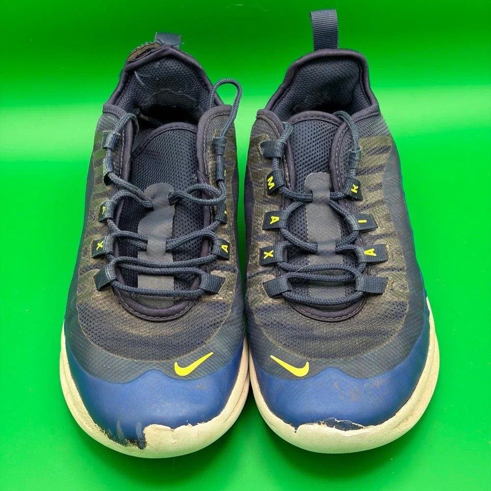 Nike Air Max Axis Sneakers Kids 6Y Midnight Navy Volt Blue White Athletic Shoes
